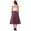 Kate Kasin Women's Vintage Fashion Grid Pattern Plaid A-Line Skirt KK000495-1